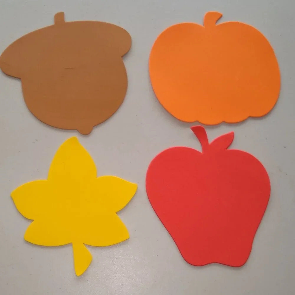 Jumbo Foam Fall Shape Apples, Pumpkins, Acorns, Leaves x 25 New